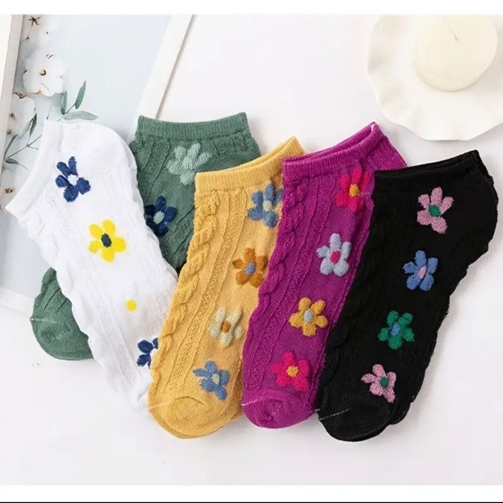 Socks 5 pairs Colorful Floral Ankle Socks